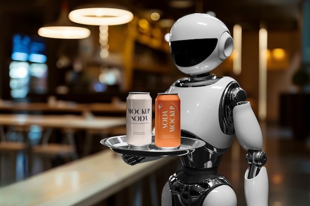 Modèle de robot servant de la nourriture et des boissons
