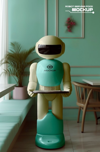 Modèle De Robot Servant De La Nourriture Et Des Boissons