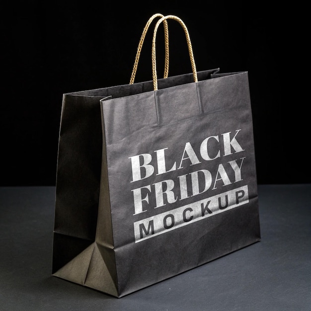 Modèle de sac en papier noir à fond noir