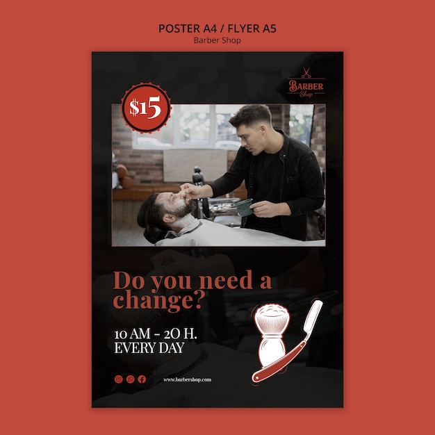 Modèle de salon de coiffure design plat