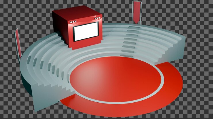PSD modèle de scène de conférence 3d avec tv
