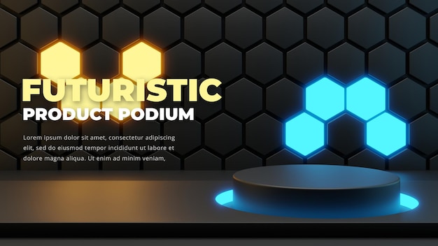 Modèle de scène de podium futuriste, rendu 3d