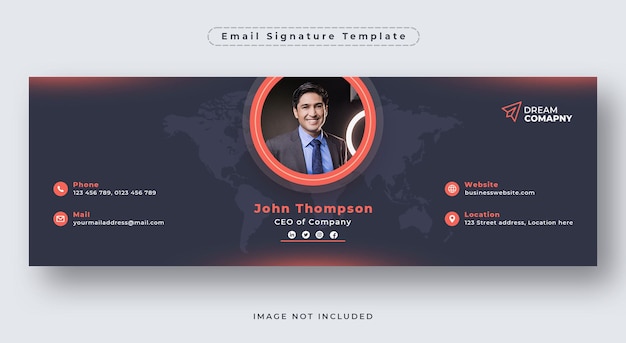 PSD modèle de signature d'e-mail ou pied de page d'e-mail et couverture de médias sociaux