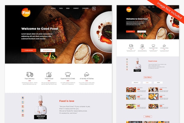 PSD modèle de site web de café-restaurant