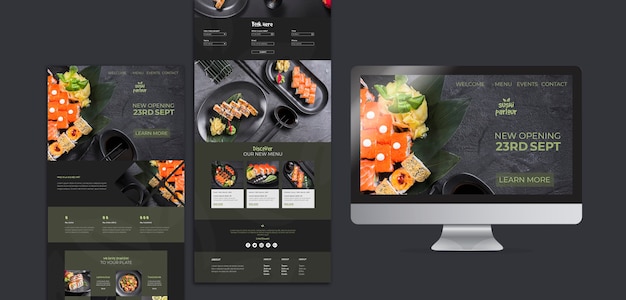 PSD modèle de site web pour un restaurant japonais