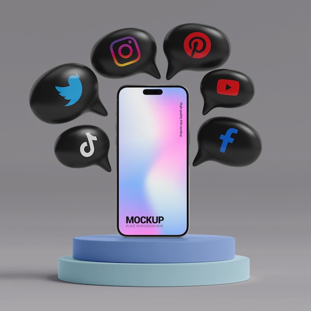 Modèle de smartphone avec des icônes de parole noires