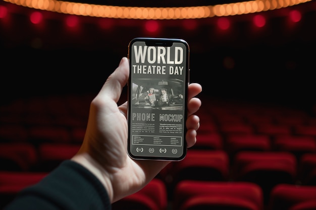 Modèle De Smartphone Pour La Journée Mondiale Du Théâtre