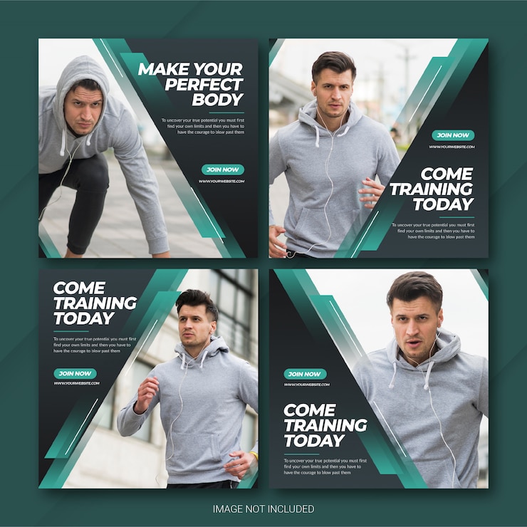 PSD modèle de sport d'athlète instagram bundle post