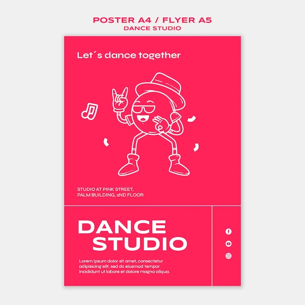 PSD modèle de studio de danse design plat