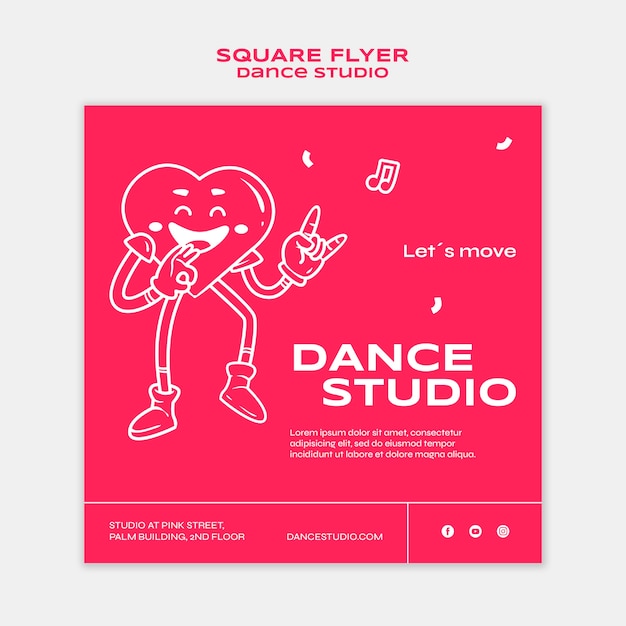 Modèle de studio de danse design plat