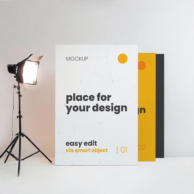 Modèle de studio de la page du stand d'affiche