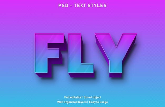 PSD modèle de style d'effet de texte fly