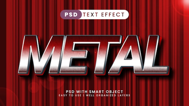 Modèle De Style D'effet De Texte Modifiable En Métal Rouge 3d