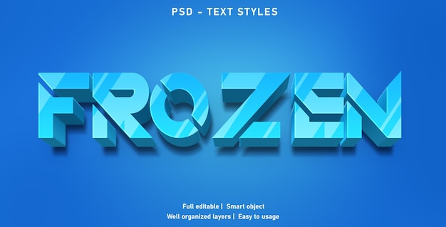 PSD modèle de style d'effets de texte gelé