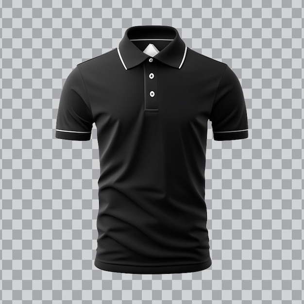 PSD modèle de t-shirt de polo noir à fond transparent png