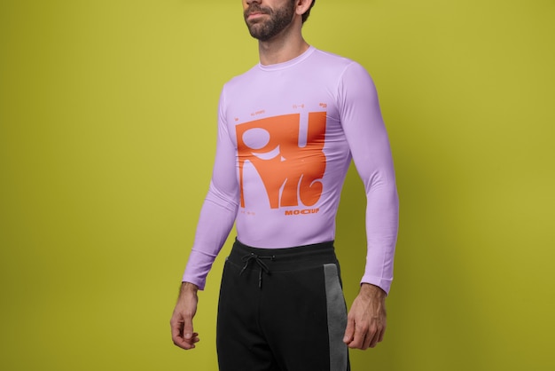 PSD modèle de t-shirt thermique pour adultes