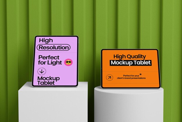 Modèle de tablette réaliste modifiable avec une scène moderne