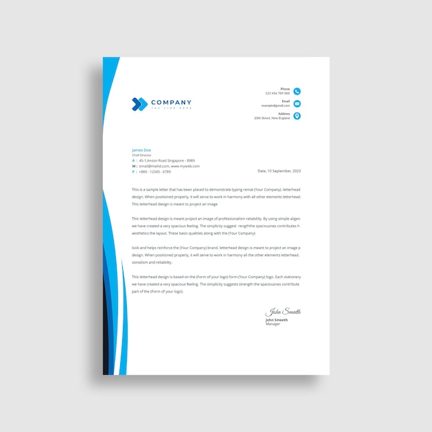 modèle d'en-tête de lettre de conception simple