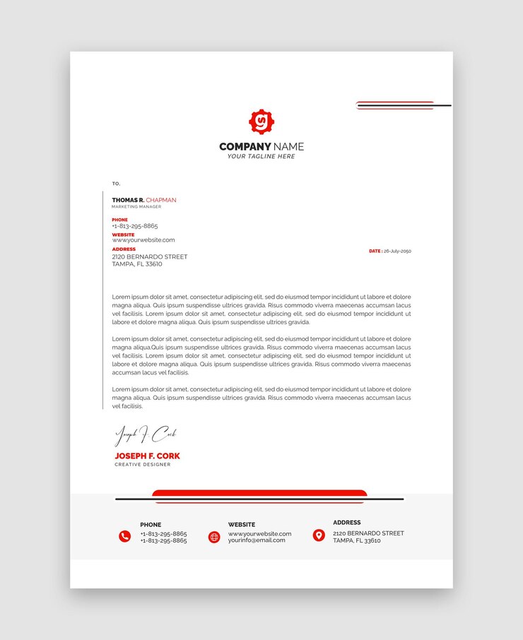PSD modèle d'en-tête de lettre moderne pour les entreprises et les entreprises