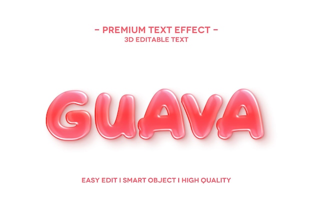 PSD modèle de texte d'effet de style de texte 3d goyave