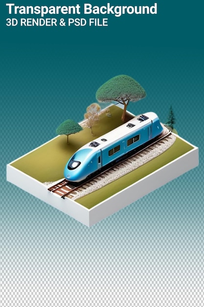 PSD un modèle de train est sur les voies et le modèle d'un arbre