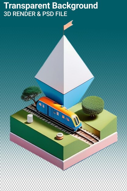 PSD un modèle de train avec une pyramide au sommet