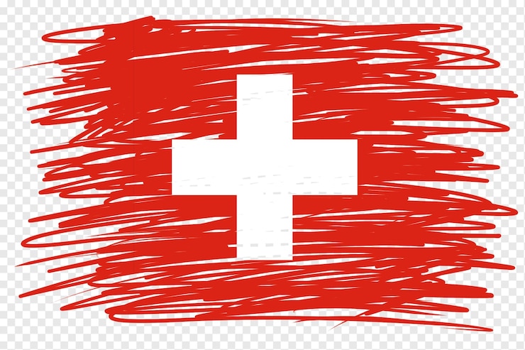 PSD modèle de trait de pinceau du drapeau suisse élément transparent