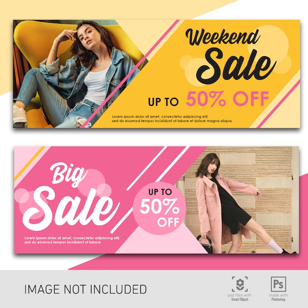 Modèle de vente de bannière rose et jaune
