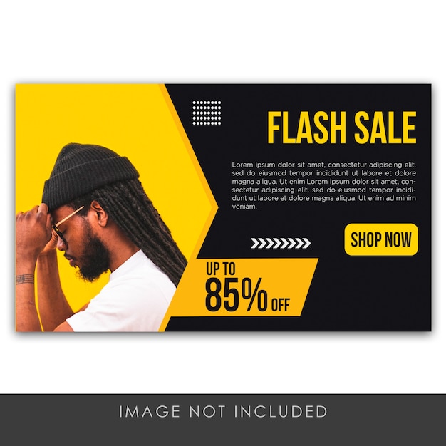 Modèle De Vente Flash Bannière Jaune Et Noir