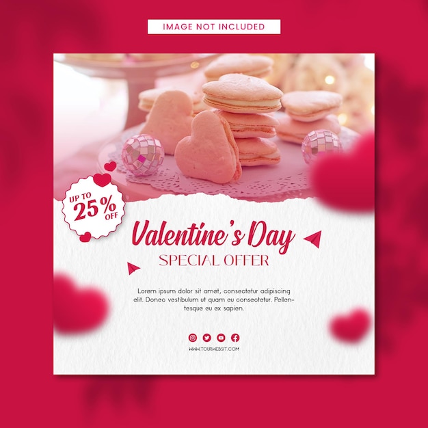 Modèle De Vente De Gâteaux Conception De Médias Sociaux Avec Le Thème De La Saint Valentin