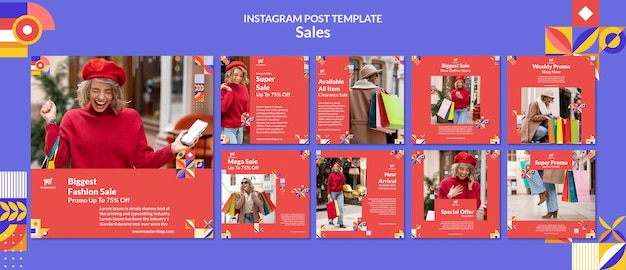 Modèle de vente de publications instagram design plat