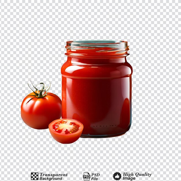 PSD modèle vide d'un pot de sauce tomate isolé sur un fond transparent