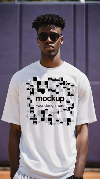 Modèle de vitrine de marque de marchandise esthétique unisexe avec maquette de tee-shirt blanc