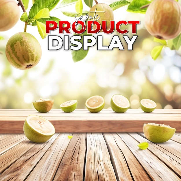 PSD modèle de vitrine de produit arrière-plan pour sapote