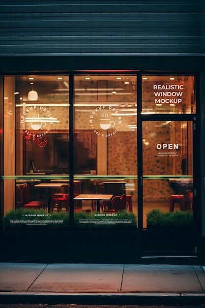 PSD modèle de vitrine d'un restaurant