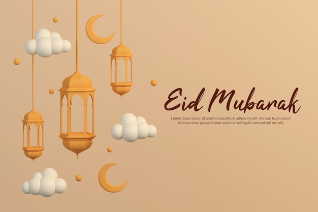 Modèle De Voeux Eid Mubarak De Rendu 3d