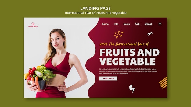 PSD modèle web de l'année des fruits et légumes