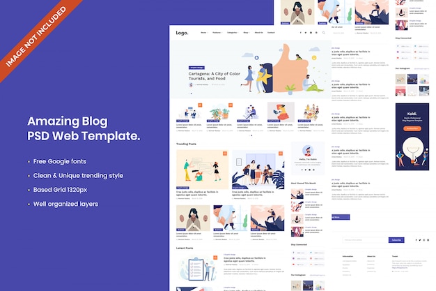 PSD modèle web de blog incroyable