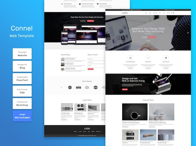 PSD modèle web d'entreprise et d'agence connel