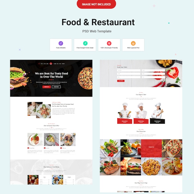 PSD modèle web food & restaurant