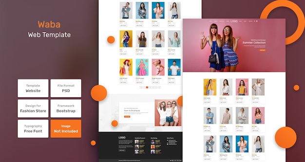 PSD modèle web de magasin de mode waba