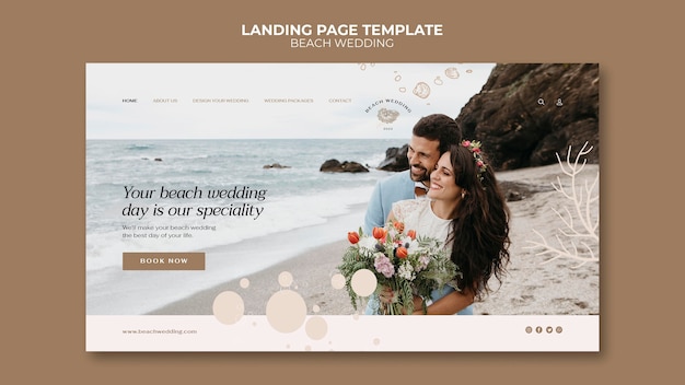 PSD modèle web de mariage à la plage