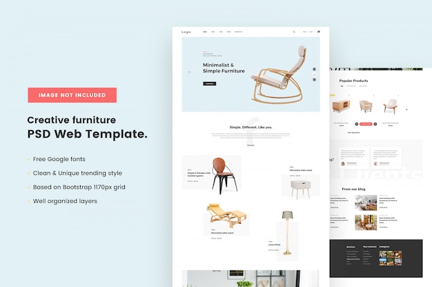 PSD modèle web de meubles créatifs