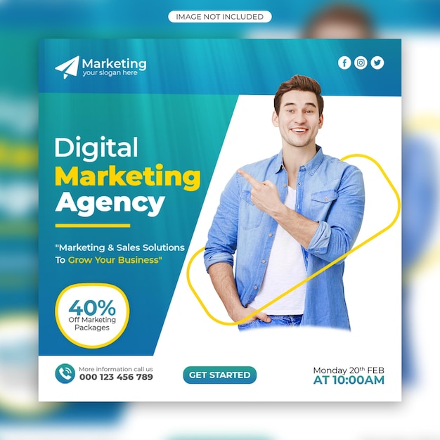 Modèle de webinaire en direct d'affaires et de marketing numérique et de post sur les médias sociaux d'entreprise