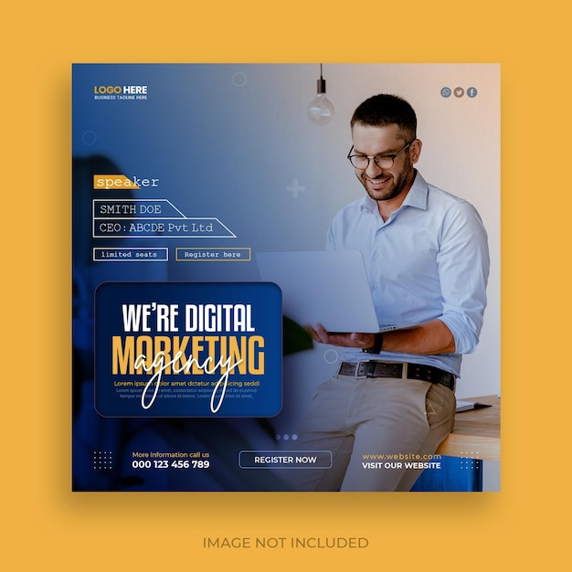 modèle de webinaire en direct de marketing numérique et de post sur les médias sociaux d'entreprise.