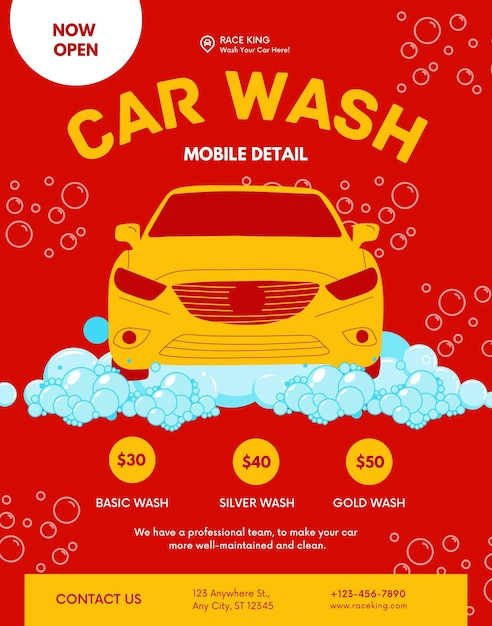 Modèles d'affiches de lavage de voitures pour une utilisation de conception 1