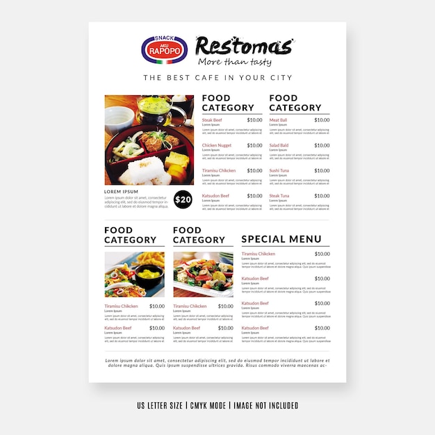 Modèles De Conception De Flyers De Menus De Restaurants