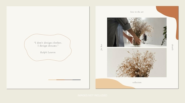 Modèles de conception d'histoires de publications Instagram de mode esthétique dans des couleurs beige ivoire marron neutre