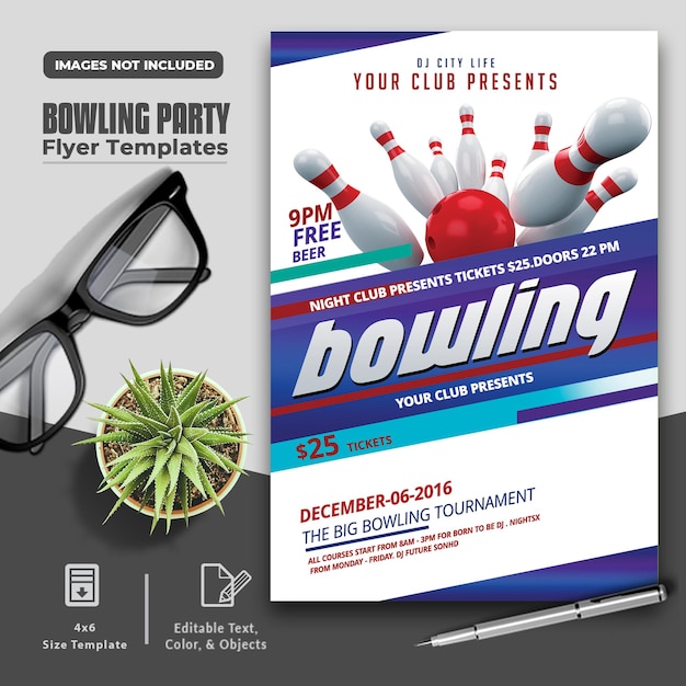 Modèles De Flyer De Fête De Bowling