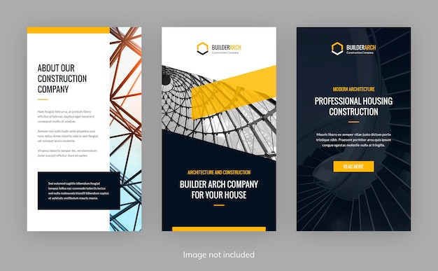 Modèles D'histoire Instagram De Construction Et D'architecture De Constructeur